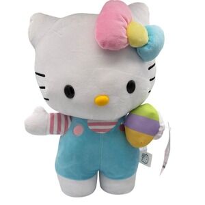 Hello Kitty Easter Greeter Plush Kids Medium Blue New W/ Tag Sanrio Egg Overalls